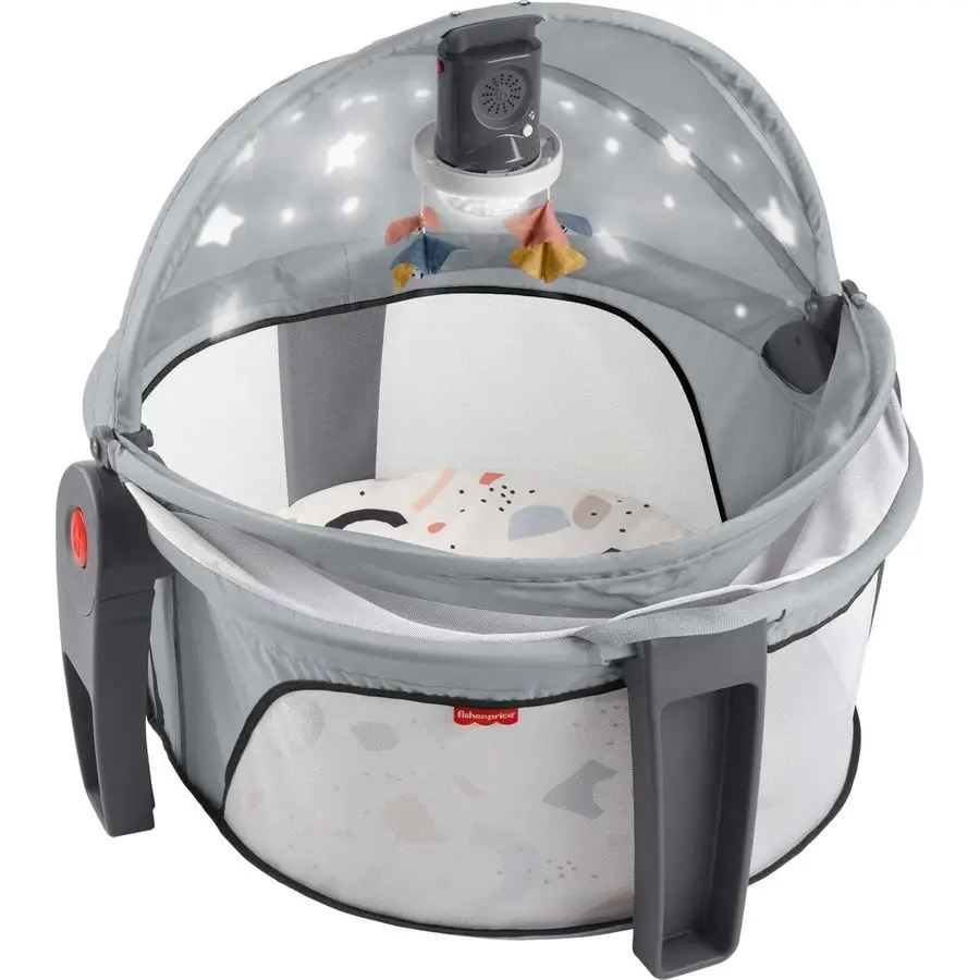 

Portable Baby Bassinet Deluxe OnTheGo Projection Dome, Travel Play Space for Newborns with Lights Music amp Canopy, Paper Shapes