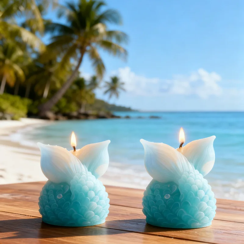 DIY Ocean Style Person Fish Tail Candle Mold Fragrance Stone Decoration Ornament Silicone Mold