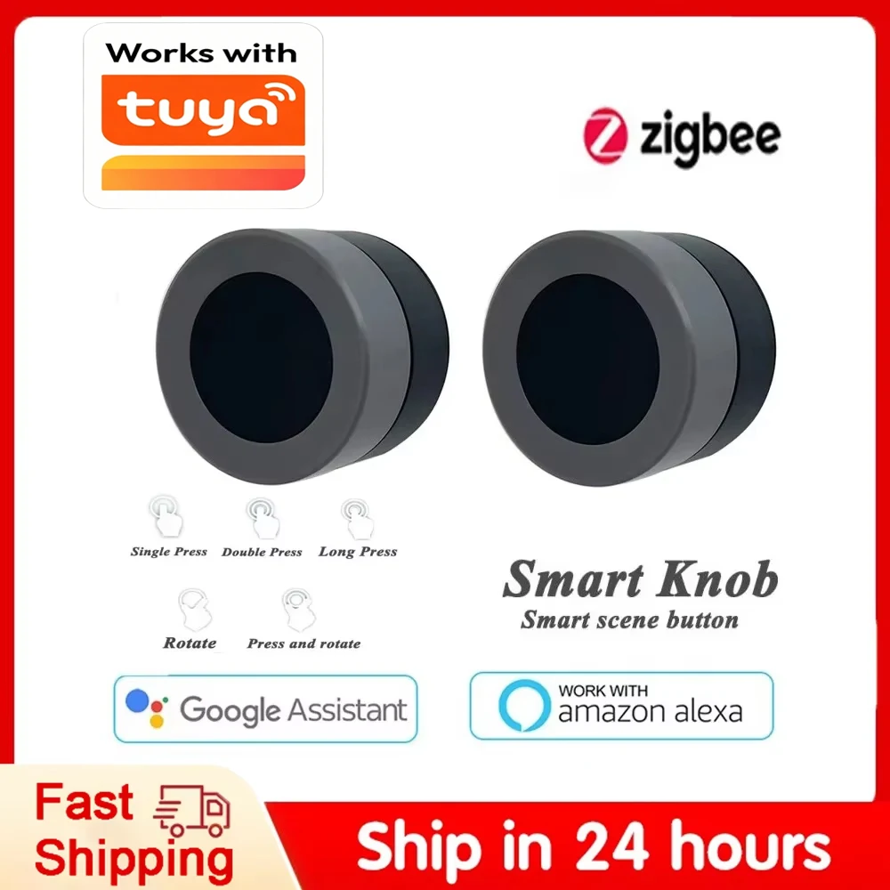 

Беспроводной сценарный контроллер ZigBee Smart Knob: кнопка управления сценариями, питание от батареи, автоматизация для приложения Tuya Smart Life