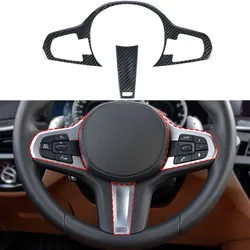 Car Real Carbon Fiber Alcantara Steering Wheel Trim Cover Replace For BMW 5-Serie G30 Sport X3 X5 X7 G20 G11 G01 G05 G07 2018-19