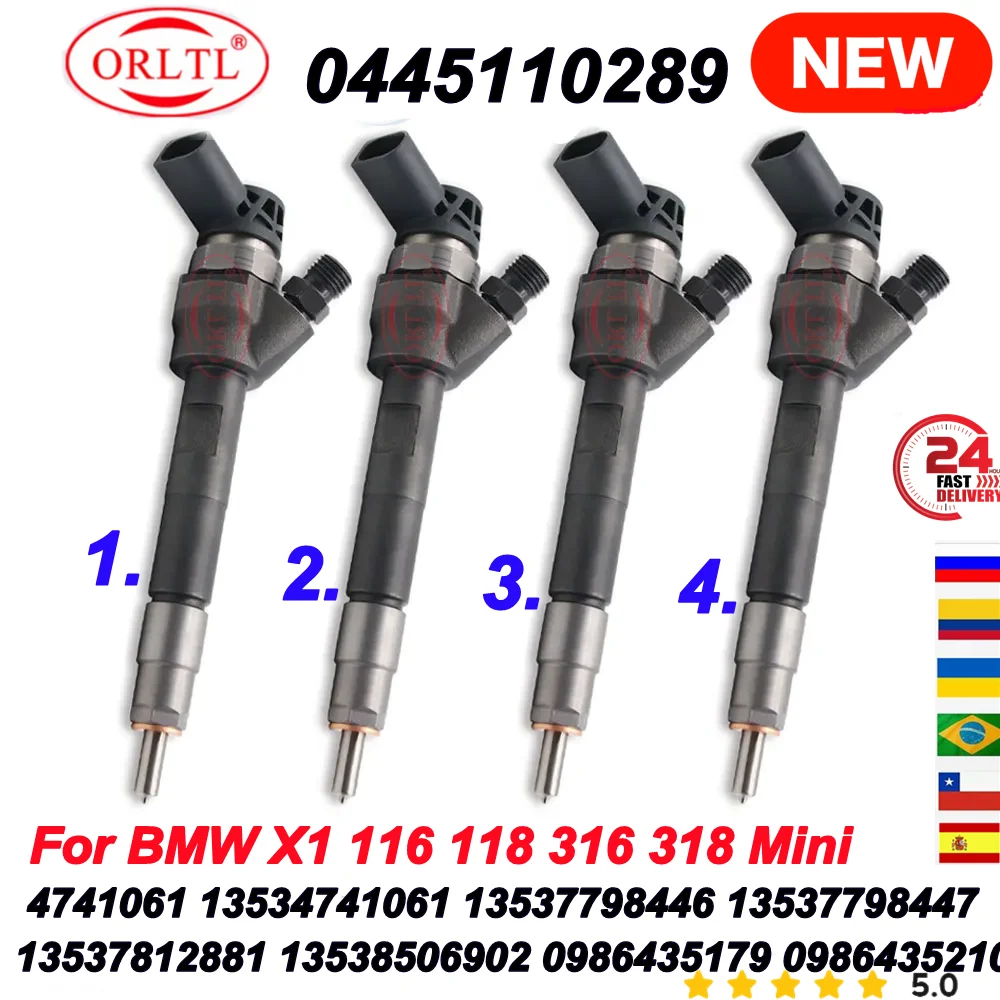 

4 шт. 0445110289 OEM 13537798446 13538506903 Форсунка дизельного топлива 0 445 110 289 для BMW 13537812881 0986435179 4741061