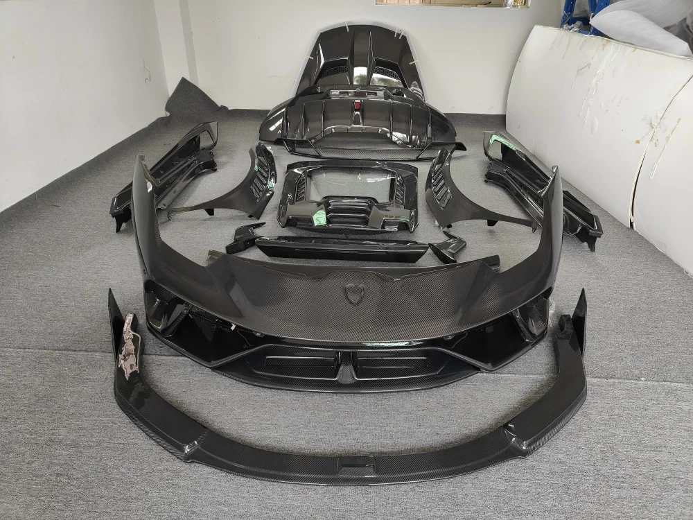 All Carbon Fiber P-Style Exhaust Pipe Front Lip & Side Skirt Rear Bumper Body Kit for Lamborghini Huracan LP610 LP580