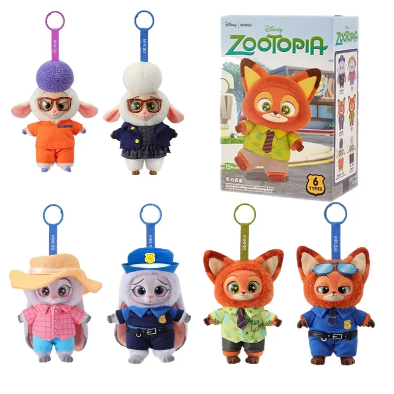 Original Disney MINISO Zootopia Vinyl Plush Doll Blind Box Series Judy Nick Animation With Plush Dolls Scarce Style Best Gift