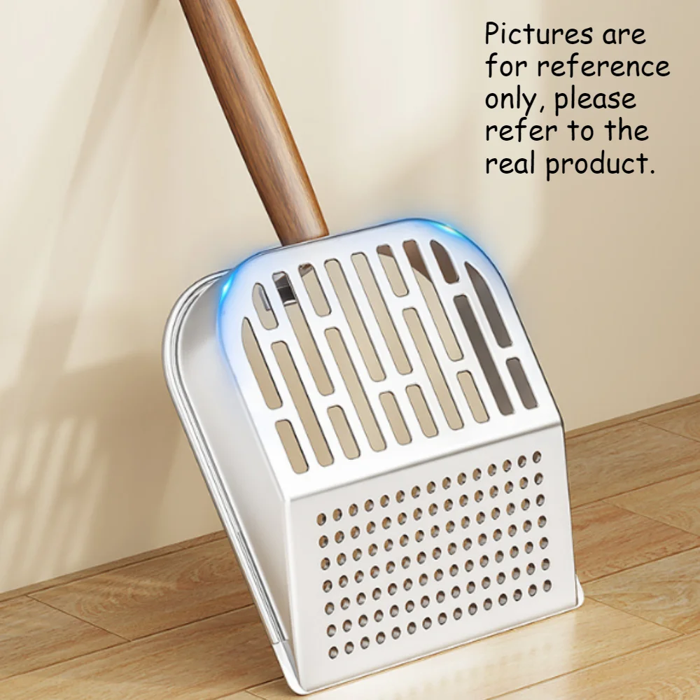 Thick Stainless Steel Cat Litter Scoop Fine Hollow Holes Wood Handle Non-stick Pet Cat Poop Sifting Shovel Easy Clean