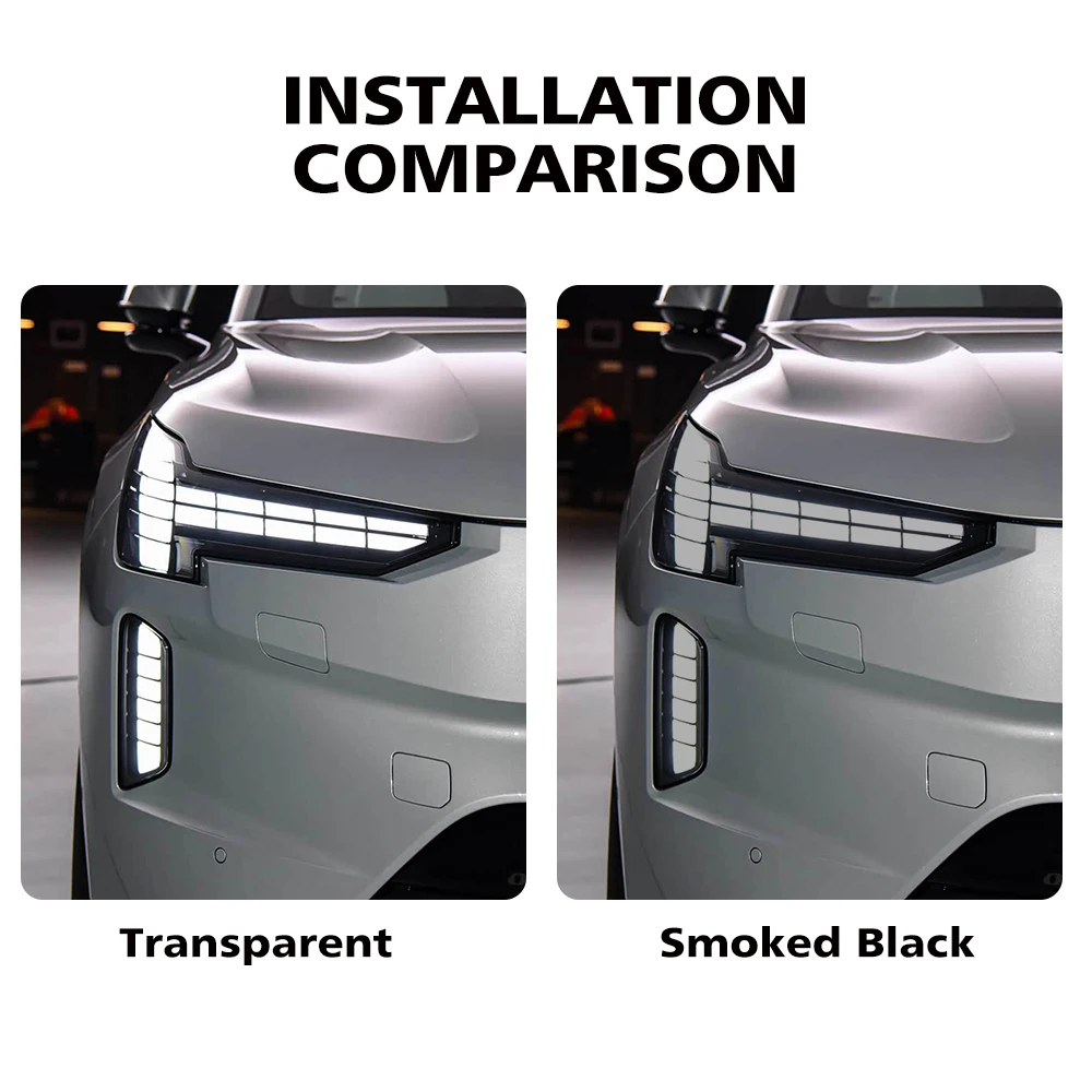 For Volvo EX30 EX40 EX90 2024-2026 Smoke Black High-Gloss Pre-Cut TPU Car Headlight Protective Film PPF Anti-Scratch Vinyl Film view 3