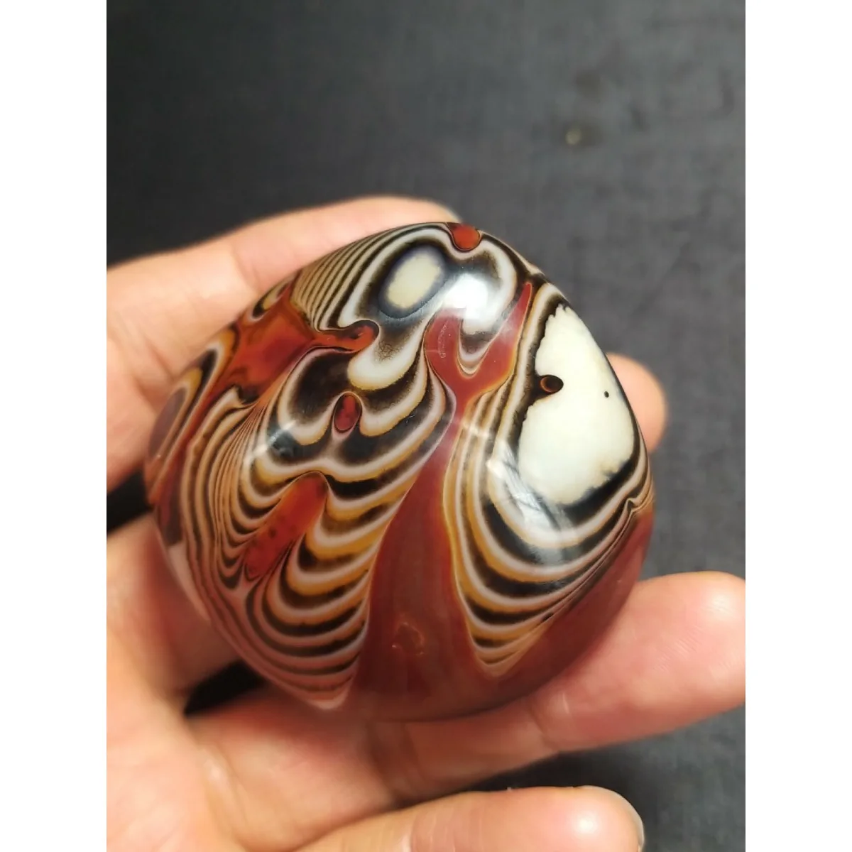 Smooth Texture Banded Agate Palm Stone, Polished Tumbled, Genuine Stone, Collector Gift, Natural Stone, Crystal Collection
