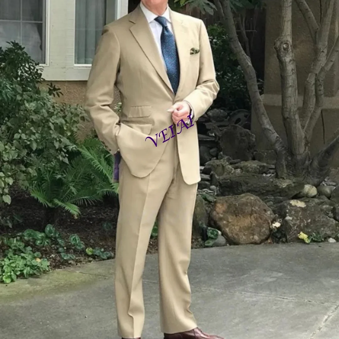 

Мужской костюм цвета хаки: повседневный, приталенный, с отложным воротником, пиджак и брюки, деловой, высококачественный комплект из 2 предметов, для пляжа и официальных мероприятий, на заказ