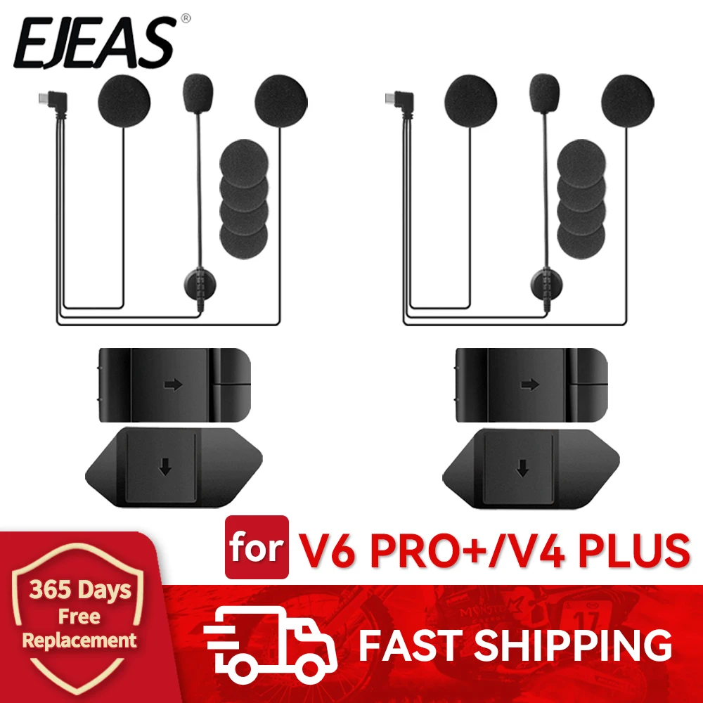 Original EJEAS V6 PRO+/V4 PLUS Microphone Speaker Earphone with Mount Clip Double-Sided Tape Base Motorcycle Helmet Interphone