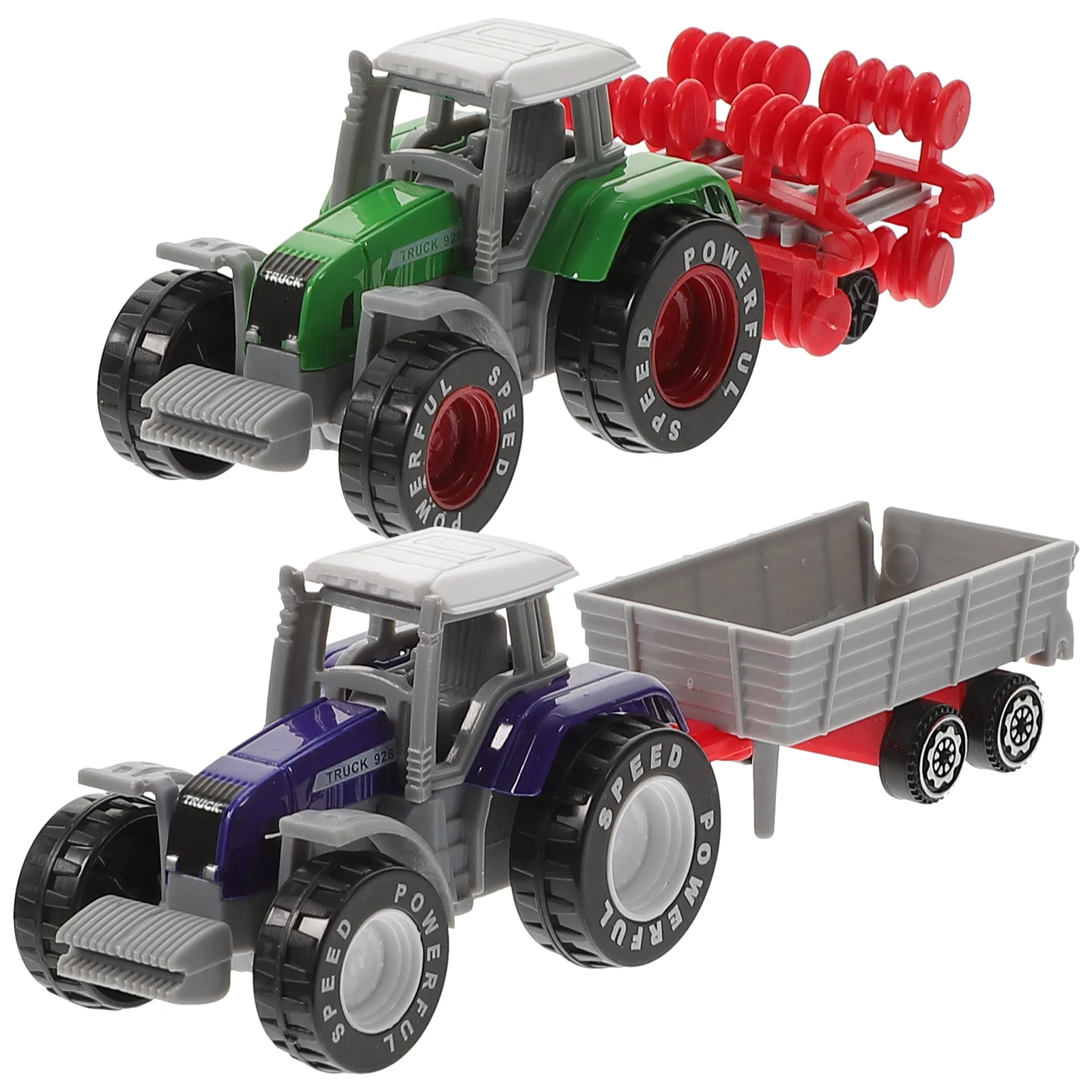 2 Pcs Farm Cart Toy Baby Toys Engineering Truck Stroller Tractor Model Plastic Kid Toddler