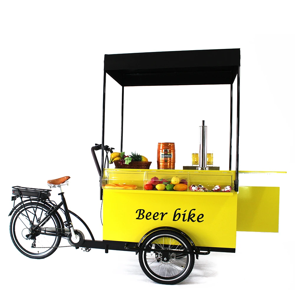 

Hot Selling Elegant Electric Mobile Portable Beer Cart Cargo Bike Coffee Vending Cart Snack Tricycle Street Shop Truck For Sale