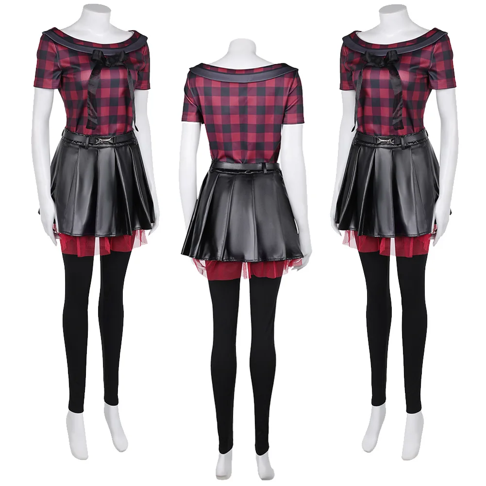 Movie Lisa Frankenstein Costume Disguise Misty Cosplay Fantasy Plaid Tops Skirt Pant Suits Adult Women Roleplay Fantasia Outfits