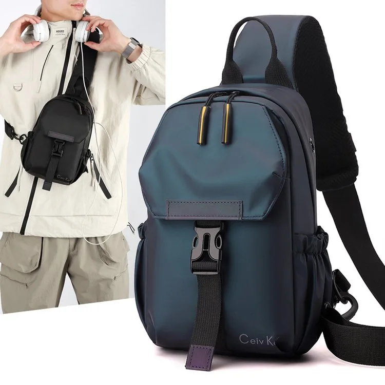 

Мужская нагрудная сумка с замком-раскладушкой, водонепроницаемая пленка, многофункциональный рюкзак через плечо, уличная легкая дорожная сумка большой вместительности