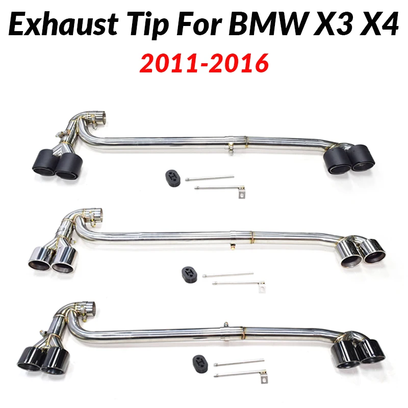 Single to Quad Exhaust Tip Upgrade For BMW X3 F25 Petrol 2010-2014 Stainless Steel Muffler Tailpipe view 2