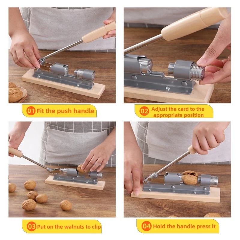1pc Manual Desktop Stainless Steel Nut Cracker Heavy Duty Mechanical Sheller Walnut Nutcracker Metal Opener Kitchen Tools view 4