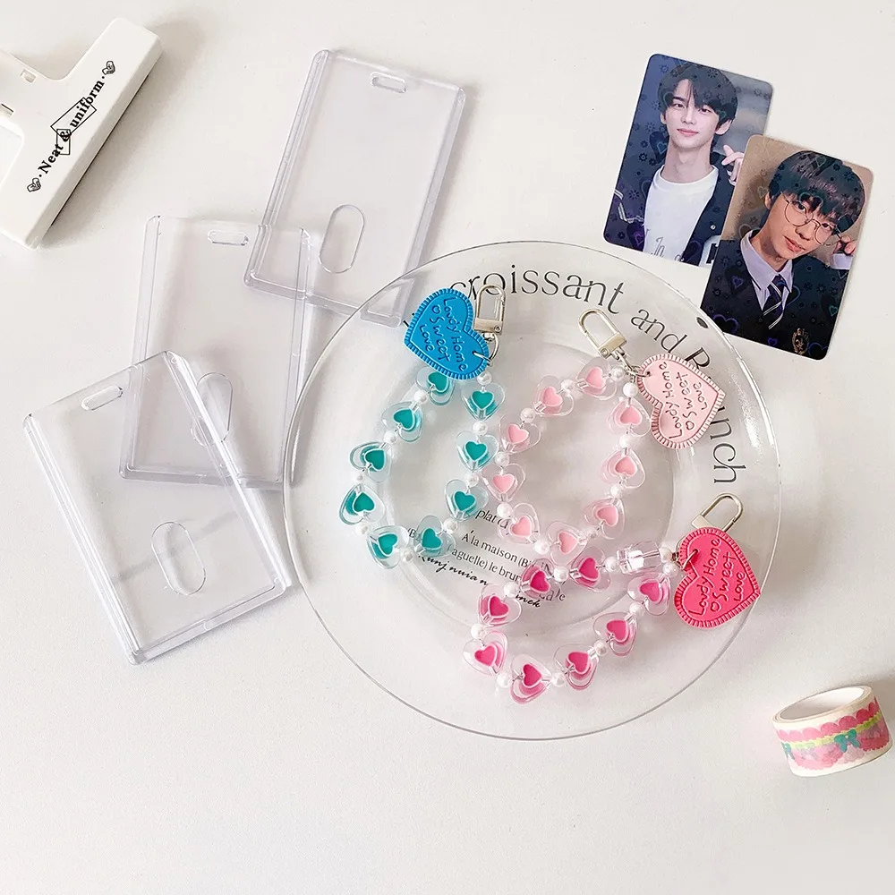 Acrylic PVC Card Cover Photocard Holder Love Heart Pendant Snowflake Photo Photocard Frame Korean Style Picture