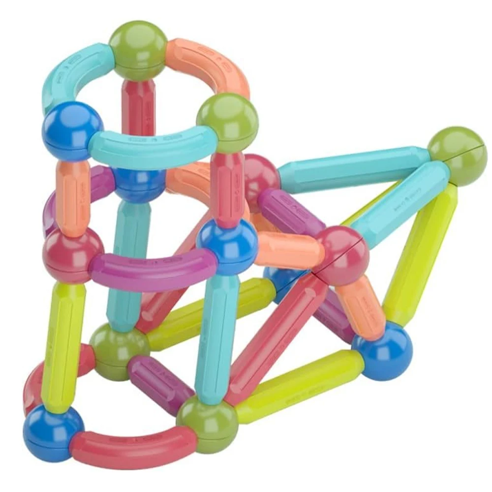 مجموعة الكرات والقضبان المغناطيسية، مجموعة بناء المغناطيس، الكرات والأعواد المغناطيسية - تتميز بأمان وقوي جدًا وألعاب مونتيسوري والرياضيات