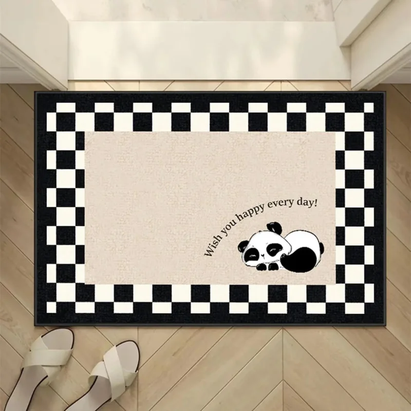 

VIKAMA Cute And Simple Panda Bathroom Carpet Anti Slip And Water Absorbing Soft Bathroom Entrance Carpet Home Decoration