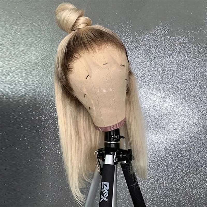 Ombre Asche blonde Perücke Menschenhaar kurze Bob Perücken 180% Dichte 13x4 Spitze Frontal Perücke Bob Perücke schnelle Lieferung Asche blonde Farbe Bob Perücke