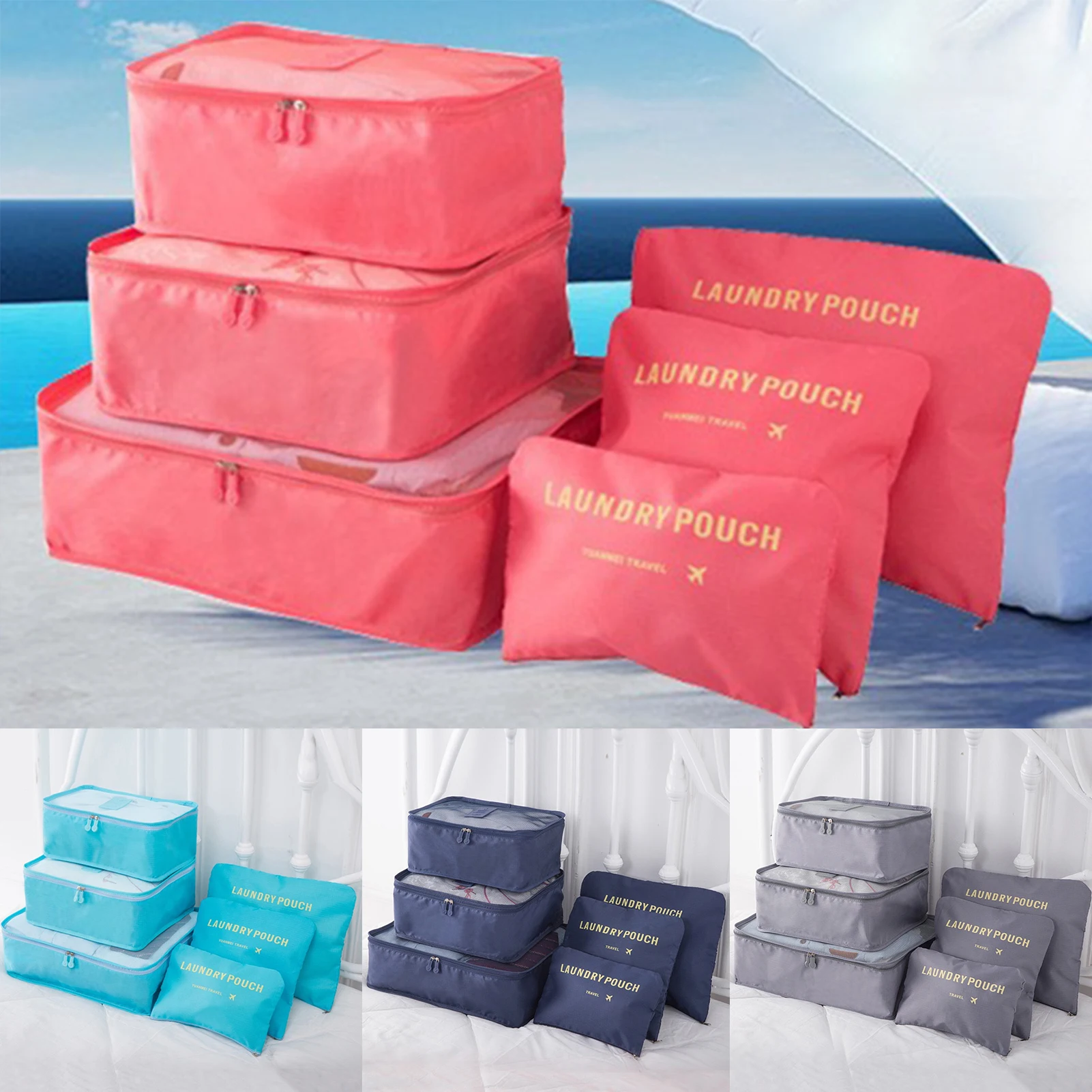 6 Pcs Travel Luggage Storage Bags, Versatile Lightweight Storage Pouch, Dustproof Duffle Bag Suitcase Packing Cubes Set Cases