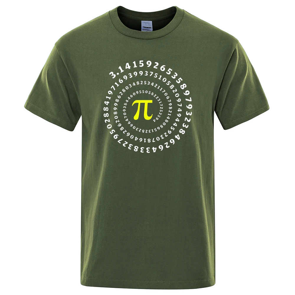 Funny T-shirt for Men Pi π Spiral Mathematics Geometry Printed Mens T Shirts Cotton Short Sleeve T-shirts Streetwear Top Tees