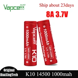New Release Vapcell 14500 Battery K10 1000mah CDR 8A 3.7V High Drian INR14500 Rechargeable Batteries Cell for Children Toy