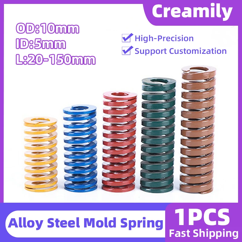 

Creamily 1PCS Die Mold Spring Loading Compression Spiral Stamping Spring OD10mm ID5mm Length20-150mm Yellow/Blue/Red/Green/Brown