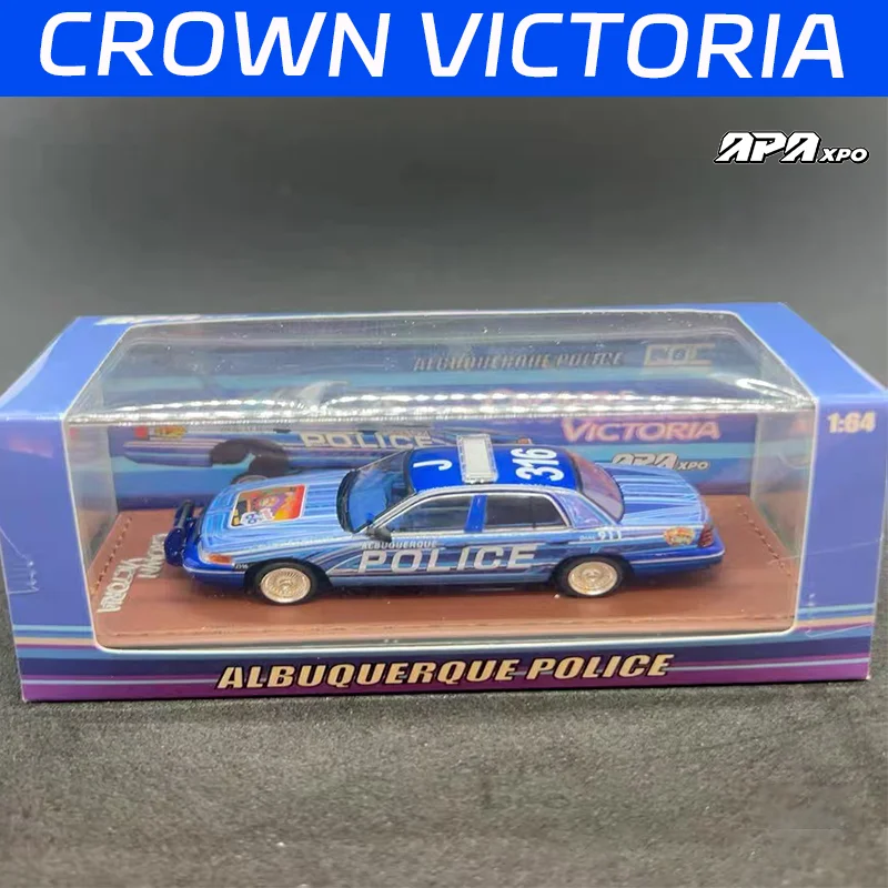 GOC 1/64 FORD CROWN VICTORIA ALBUQUERQUE POLICE Model Samochodu z Odlewu Stopu Metalu, Kolekcja Zabawek Samochodowych, Prezent na Boże Narodzenie dla Chłopca