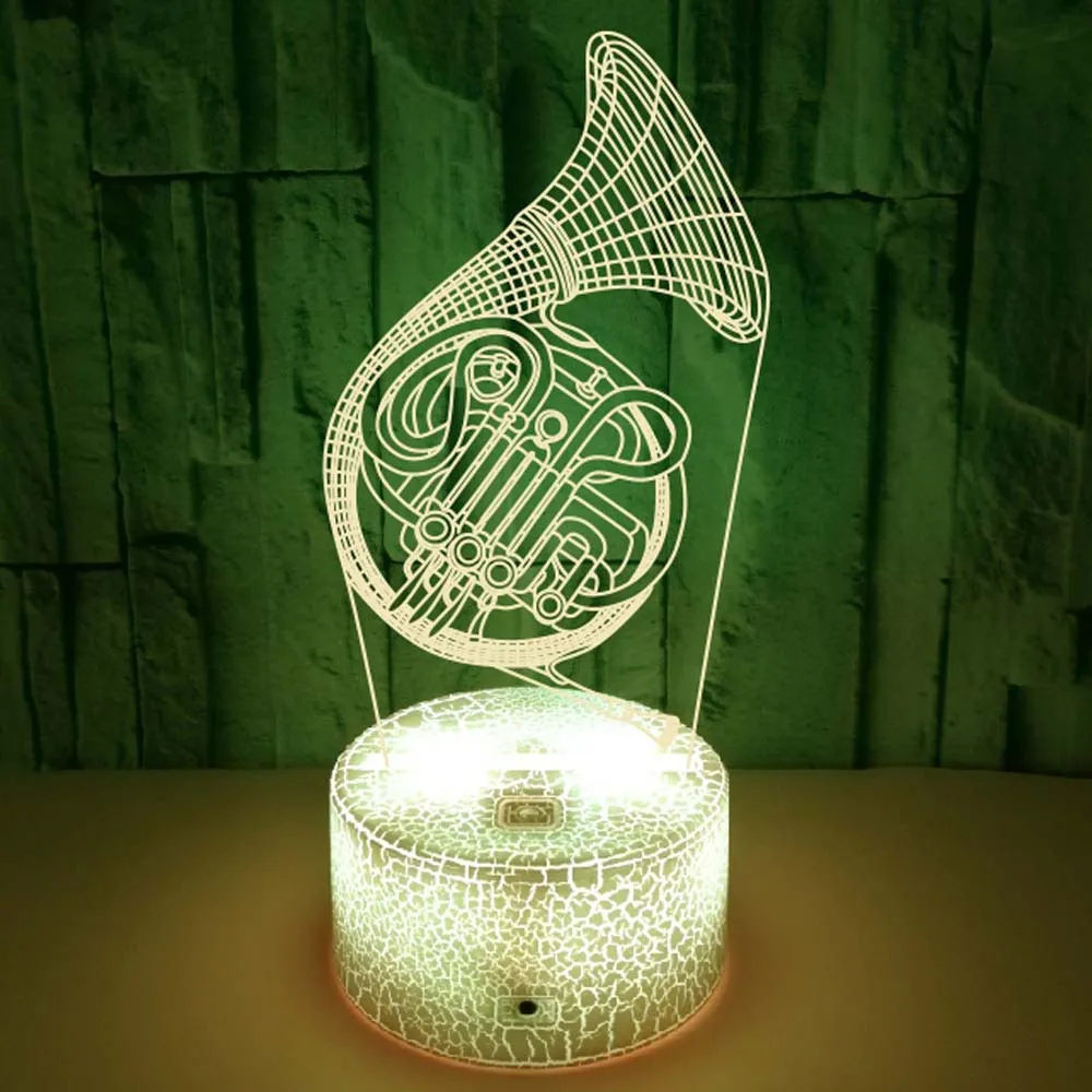 Night ภาษาฝรั่งเศสคํา Horn Night Light 3D ภาพลวงตาโคมไฟ 7 สีเปลี่ยน Nightlight Home Decor Xmas ของขวัญเด็ก