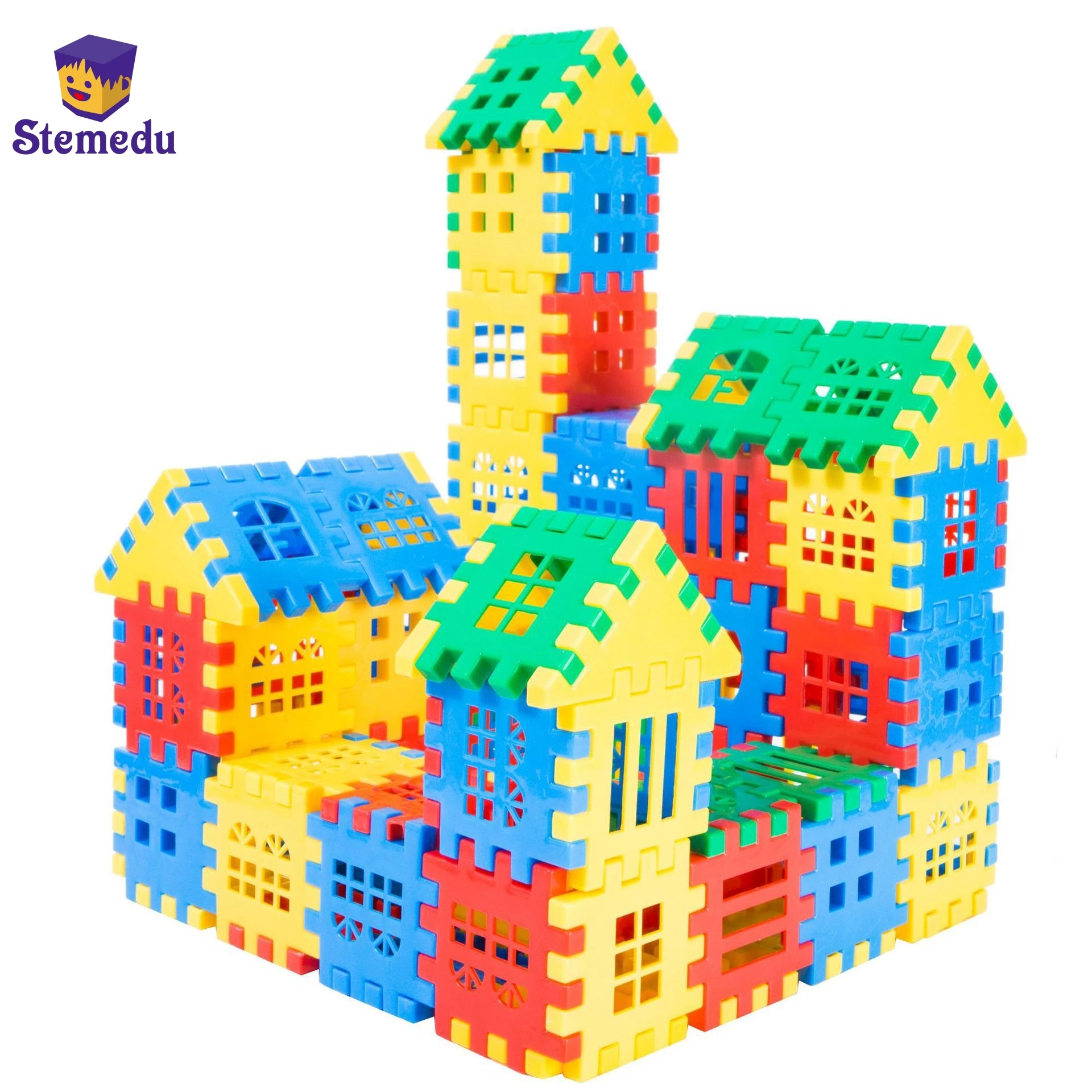 Building Blocks Colored Plastic Children Puzzle Educational Toys 3-6 Years Old House Assembly Insertion Girls Boys Birthday Gift