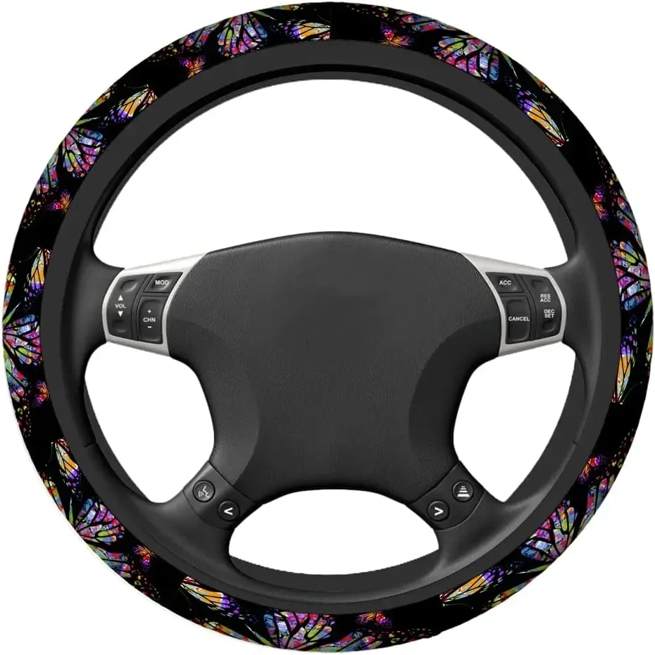 Coprivolante farfalle farfalle colorate Design arcobaleno sul nero universale 15 pollici