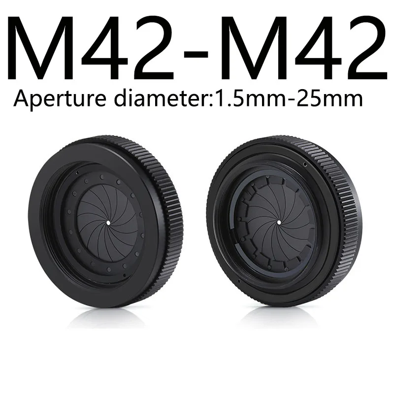 Aperture Adjustable 1.5-29 mm Iris Diaphragm M42 to M42 CS to C Camera Lens Module Adapter Ring