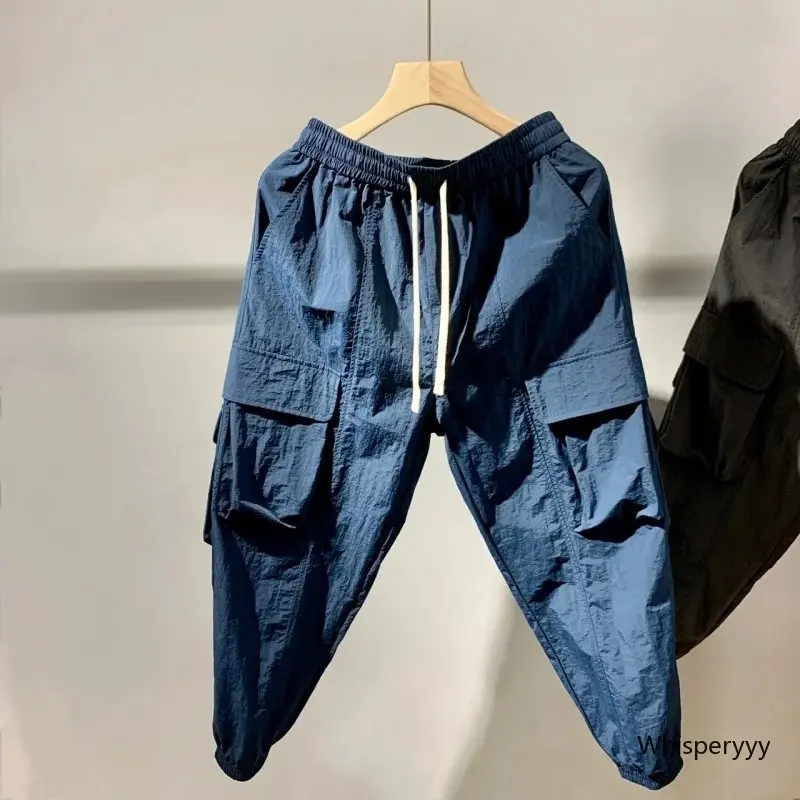 Pantalones bombachos delgados de verano para hombre, de moda Vintage Pantalones holgados, Pantalones casuales salvajes, Pantalones Cargo simples al