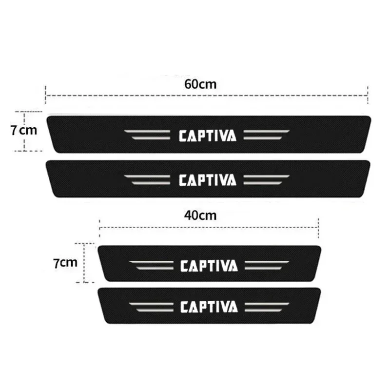 Luminous Car Door Sill Protector Plate Carbon Fiber Threshold Stickers For CAPTIVA Logo Badge Trunk Bumper Anti Scratch Tape