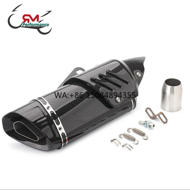 

51mm or 61mm Motorcycle Turbo Exhaust Down Pipe Carbon Fiber Moto With DB Killer Acrapovich Muffler Band Flanges