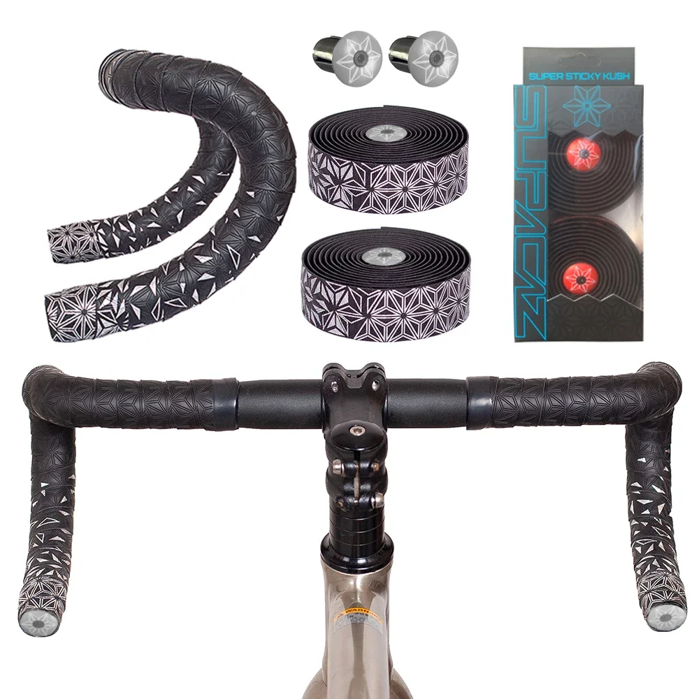 Rennrad-Lenkerband Super Sticky Kush Star Fade Lenkerband EVA/PU Fahrrad Anti-Rutsch Stoßdämpfer Wickelband Mit 1 Paar Lenkerstopfen – Detail 7