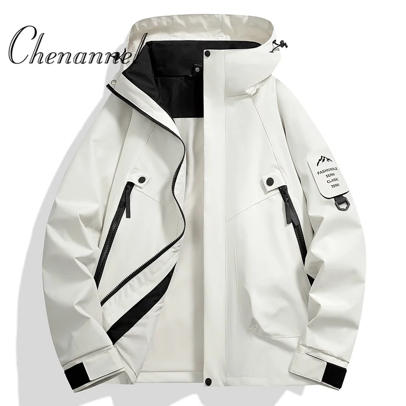 

Men'S Solid Color Lightweight Hooded Large Pocket Jacket Outdoor Casual Sports Trend Jacket Suitable For Sports And Casual Wear