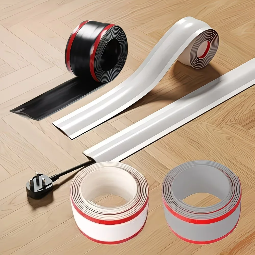 1pc 3meters/118.11in PVC Wire Safety Strip, Self-Adhesive, Resilient Wall & Floor Cable Cover Protector