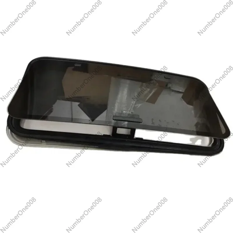 780x410mm Manual Pop-up Sunroof Assembly, Universal Fit Smoked Glass Aluminum Frame for Car Models Weatherproof Ventilation