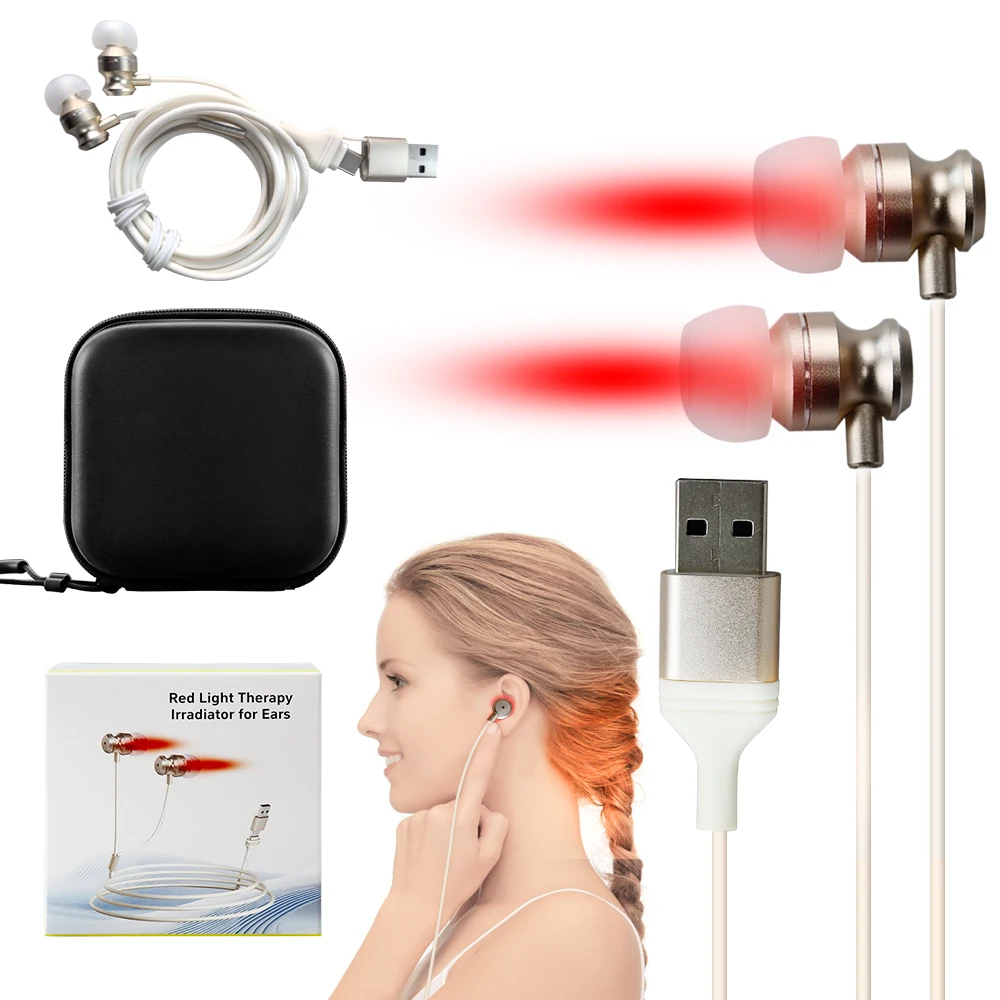 650nm Gentle Red Light Ear Care Earplug Style Ear Interface Surface Care Tool USB Type-C Relieve Ear Tiredness Discomfort Care
