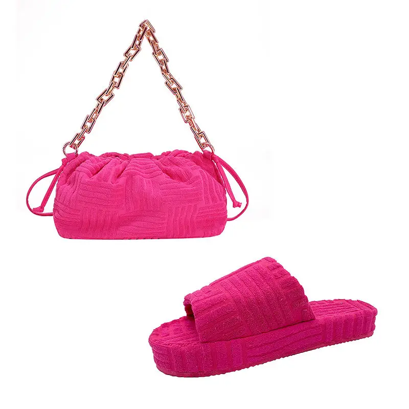 2023 New Shoes And Purse Set Towel Slipper Shoulder Purses Set Cloud Chain Shoulder Purses And Matching Shoes Ladies Handbags