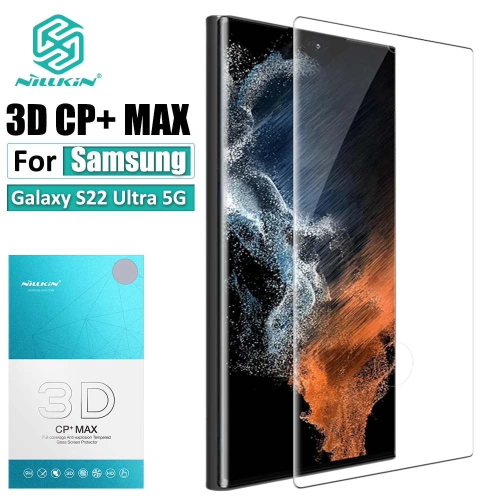 Nillkin 3D CP+ MAX Screen Protector For Samsung Galaxy S22 Ultra 5G Tempered Glass Full Coverage Anti-glare Screen Film for S22u