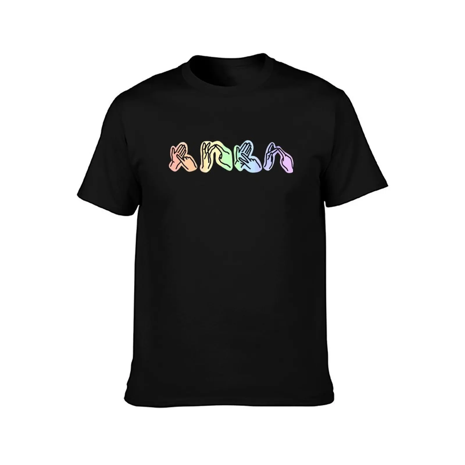 BSL British Sign Language rainbow LOVE T-Shirt, Summer Casual Cotton Tee, Oversized Streetwear Tops, Vintage Graphic Print
