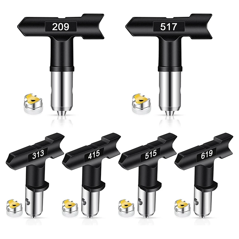 

6Pcs Sprayer Tips With Seals, Reversible Air-Less Spray Tip Black, Air-Less Paint Sprayer Tips Parts For Most Spraying