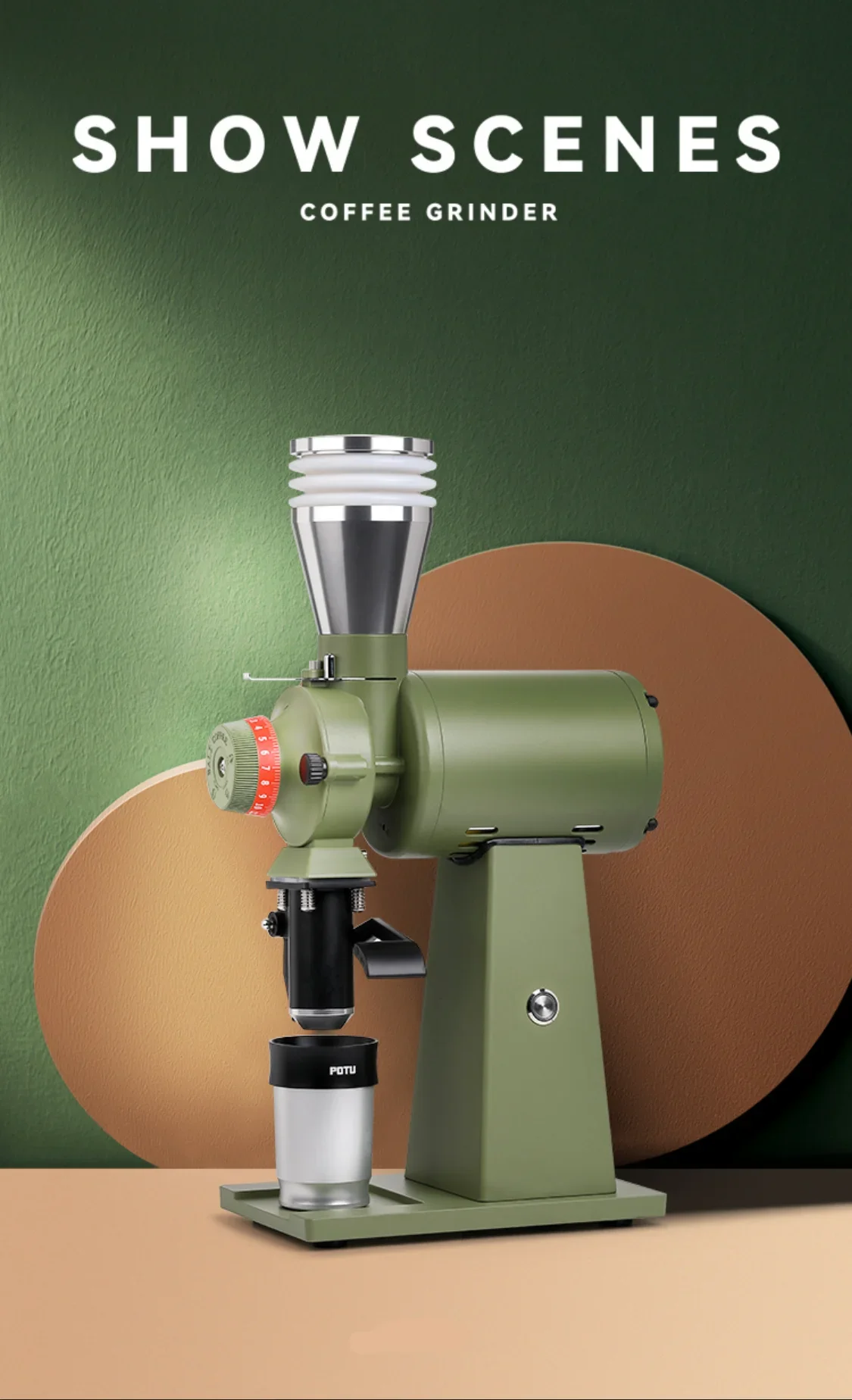 G190F Professional Coffee Grinder 90mm Titanium Flat Burr Commercial Coffee Grinder 600W 19 Step Adjustment 1450RPM Mill
