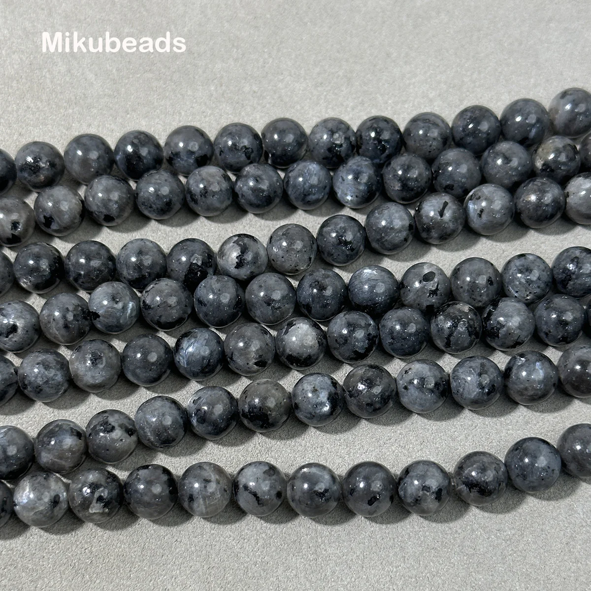 Natural Black Larvikite Labradorite 8mm Smooth Round Loose Beads For Jewelry DIY Bracelets Necklace Wholesale