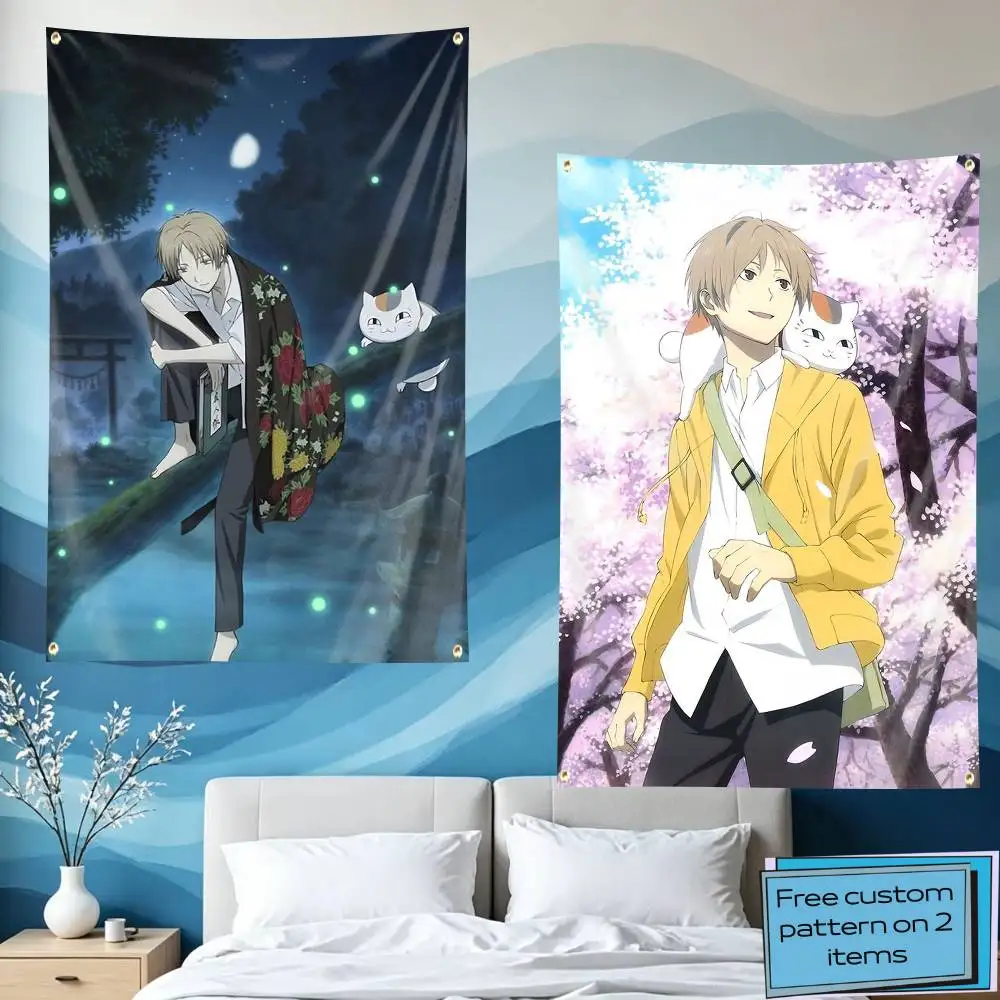Anime N-Natsume-s Book of Friends Flag Tapestry Banner for Bedroom Living Room Outdoor Camping Custom Supported