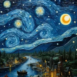 Starry Night Paint by Numbers Kit for Adults Beginner,Canvas 5D Diamond Art Kits DIY Oil Painting Home Decor Gift 16x20 Inch