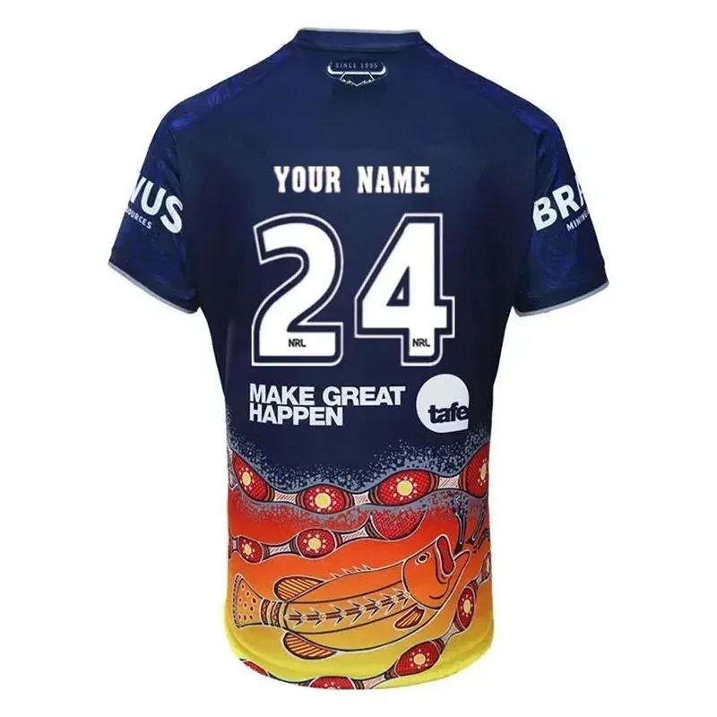 2024 North Queensland Cowboy Indigenous Rugby Shirt 3D Digital Printed Sports Top T-shirt Quick Dry Large Loose Handsome