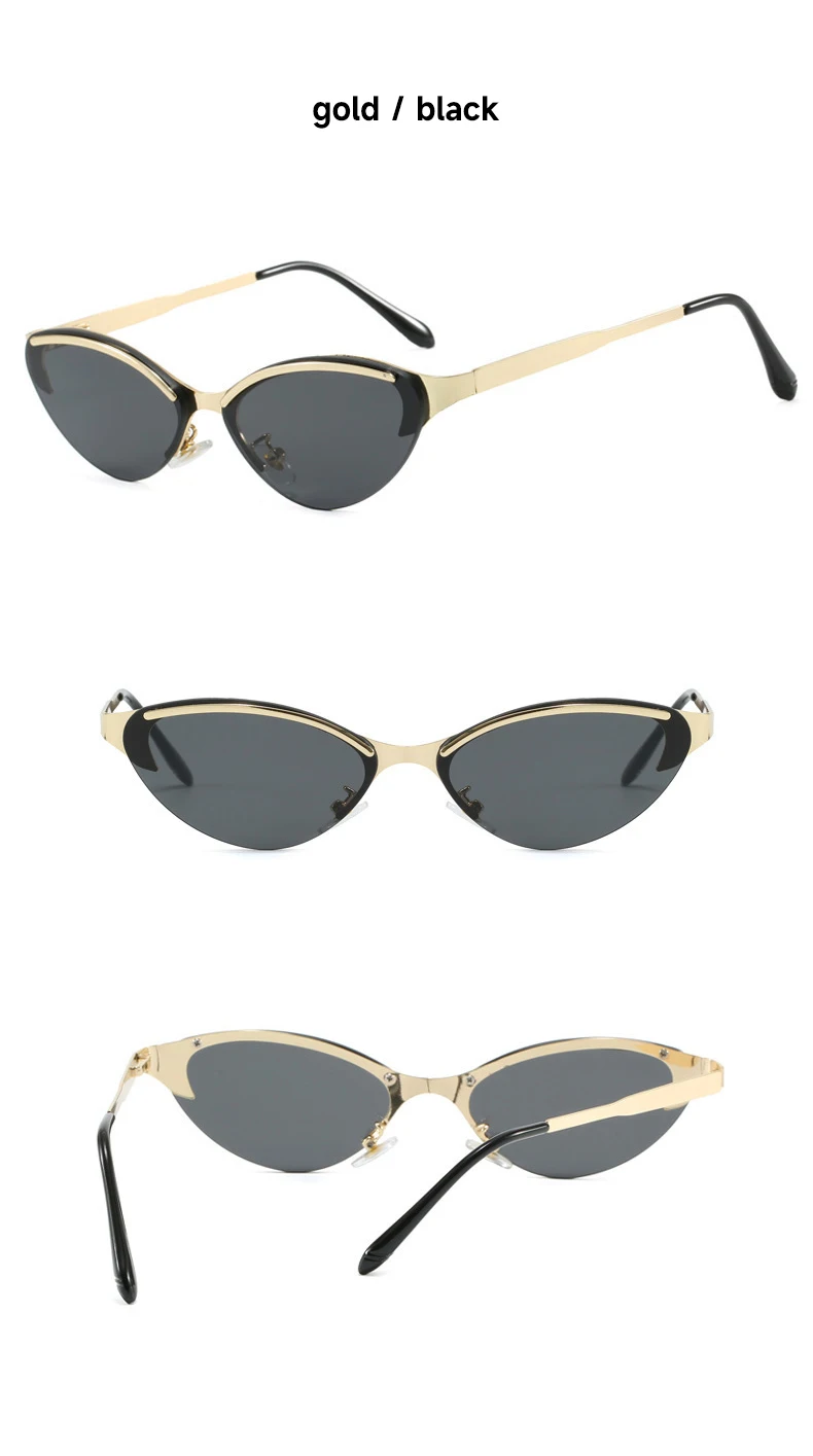 Neue Mode Cat Eye Sonnenbrille Frauen UV400 Randlose Shades Marke Designer Sonnenbrille Augenbrauen Elegante Outdoor Brillen – Detail 8