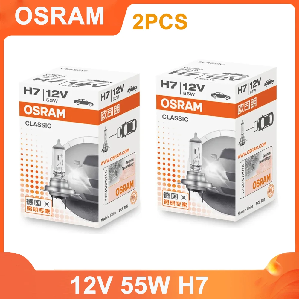 OSRAM CLASSIC H7 64210 PX26d Standard Lamp Headlight 12V 55W 1500lm 3200K White Light Original Hi/lo Beam Car Halogen Bulb